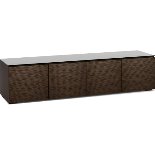 Berlin 247 85" TV Stand Cabinet in Textured Wenge with Black Glass Top